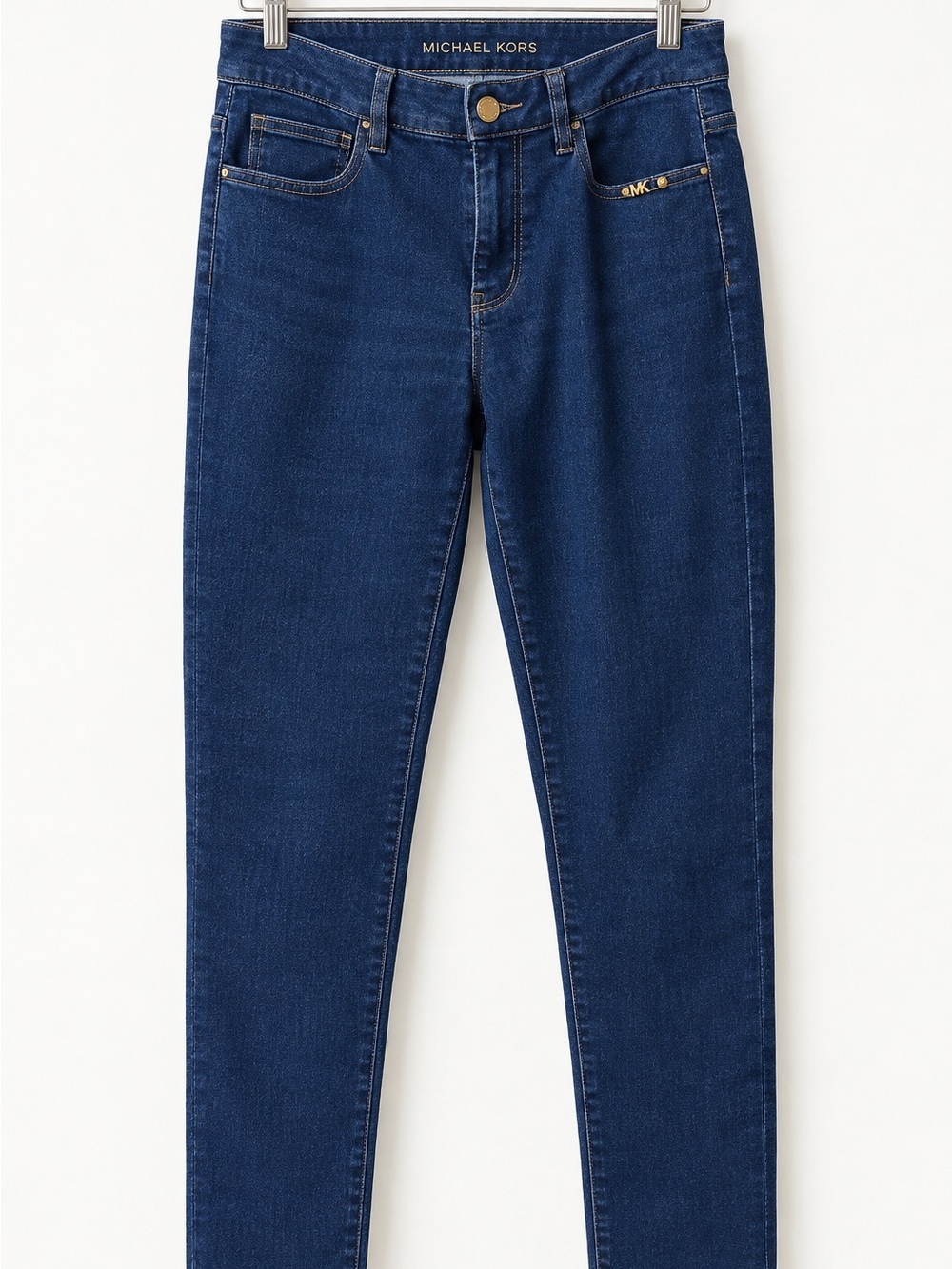 Michael Kors Indigo Skinny Jeans with Gold-Tone Accents